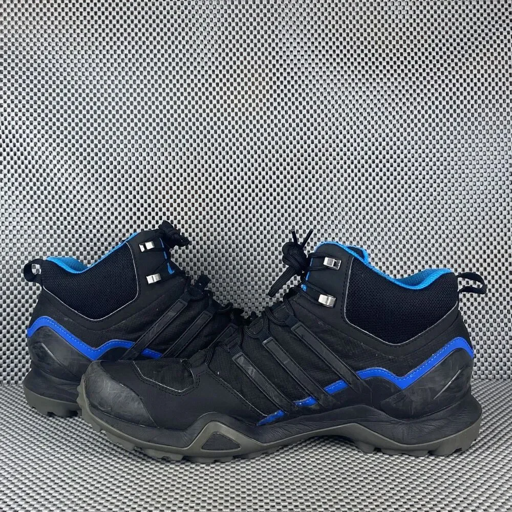 Adidas Terrex Swift R2 Mid GTX Hiking Boots Mens 12 Black Blue Lace Up Outdoors